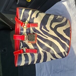 Dooney and Bourke Small Zebra print w/ Red trim purse